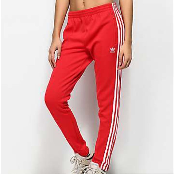 Womens red adidas joggers Clearance